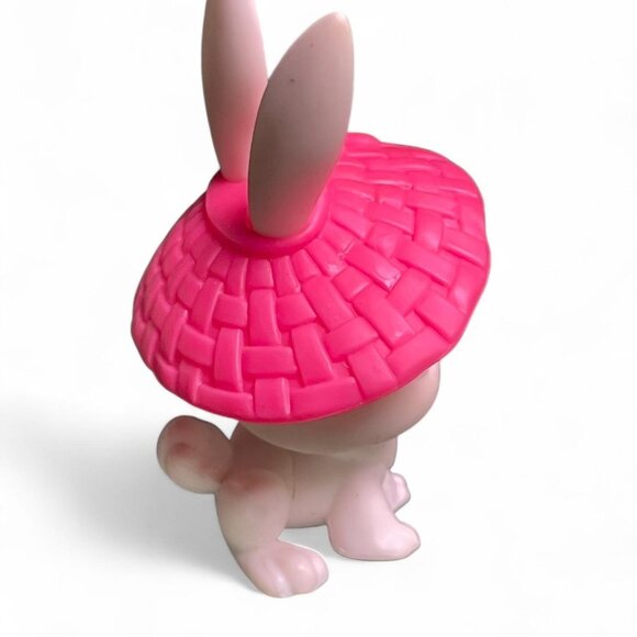 Authentic Littlest Pet Shop LPS #3 White Bunny w/ Blue Eyes, 2004 with pink hat - Picture 3 of 6
